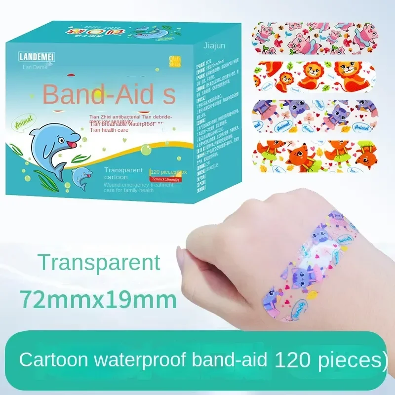 Bandagem band-aid dos desenhos animados para crianças, respirável, transparente, impermeável, médica, ataduras Ok, remendo hemostático, mini bonito, 120 pcs por caixa