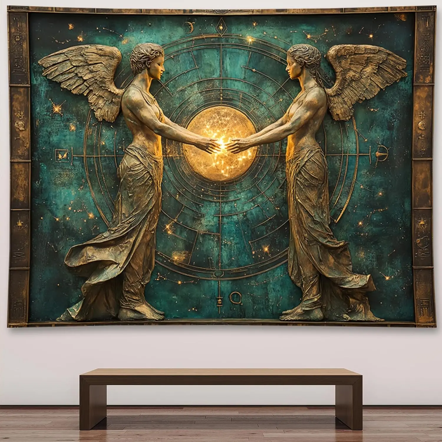 Majestic Angel Wings Celestial Astrology Tapestry Wall Hanging Cosmic Divine Mythology Mural Decor Large Art 150x300cm