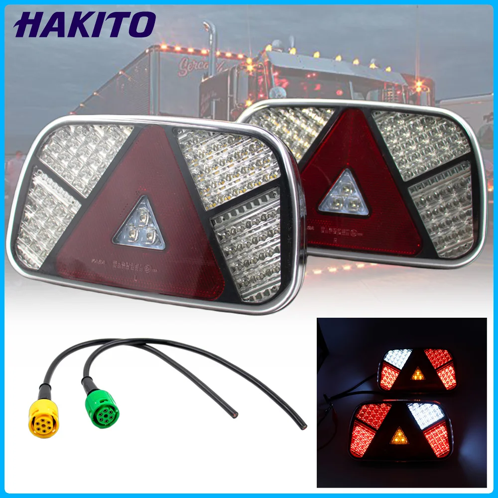 

12 В 24 В 1 комплект светодиодный задний фонарь для грузовика, автомобиля, задний стоп-сигнал, противотуманный фонарь, сигнальная лампа, 6-жильный жгут проводов, прицеп, караван, грузовик, автофургон