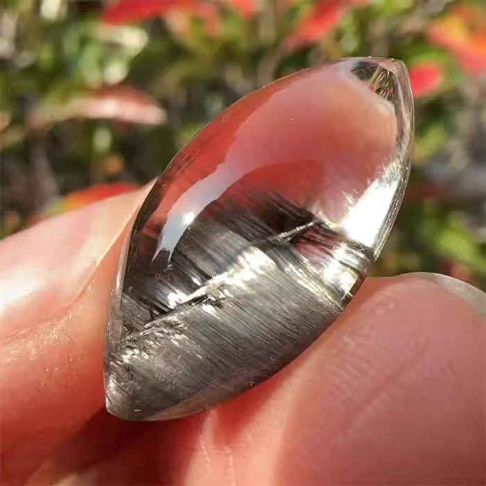 Natural Brookite Platinum Rutilated Quartz Pendant Bead Women Men 25x12x9mm Jewelry Fashion AAAAAA