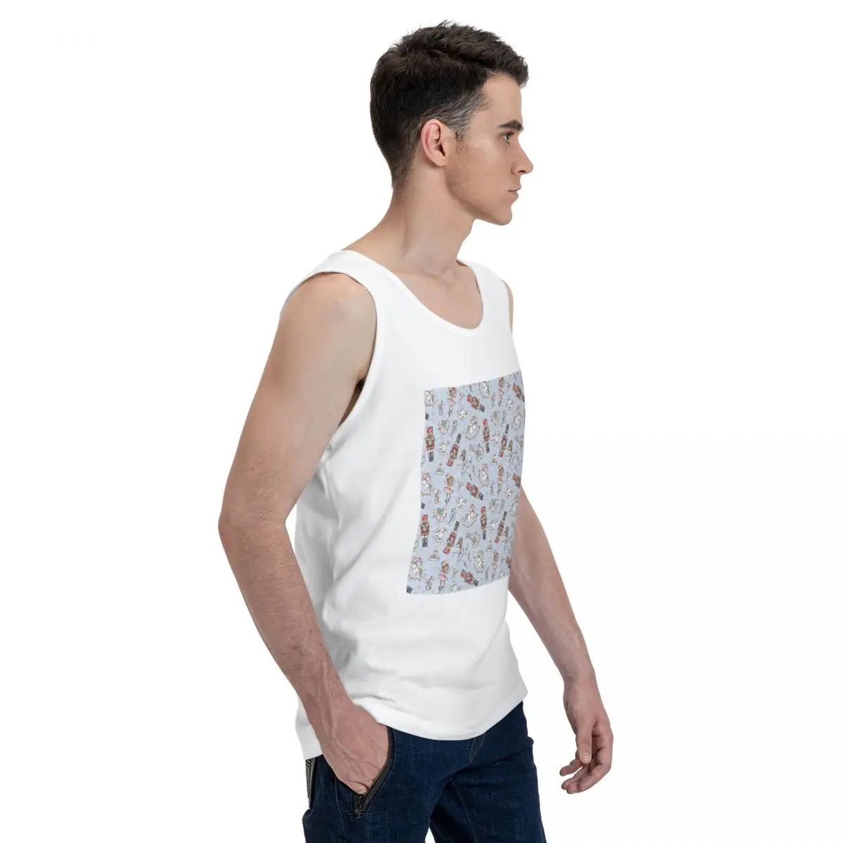 Christmas Nutcrackers Stars Ballerina Violin 100% Cotton Men's Sweatshirt Vest Sleeveless Clothing Tees Men Tank Tops T-shirt