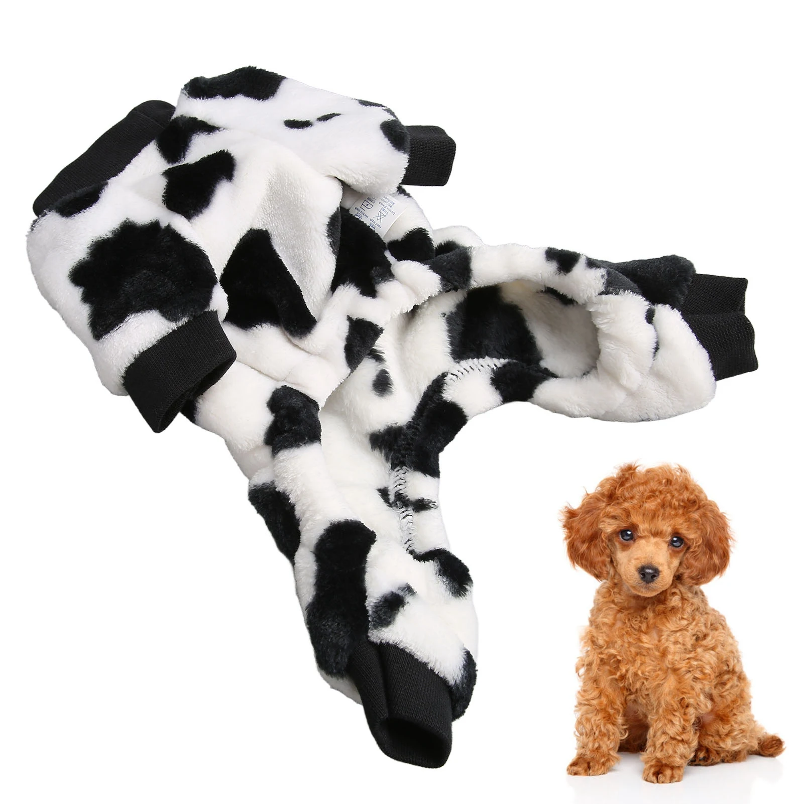 Dog Winter Clothes Thicken Polyester Cotton Cute Milk Cow Prints Puppy Warm Sweatshirt For Chihuahua Poodles Pomeranian