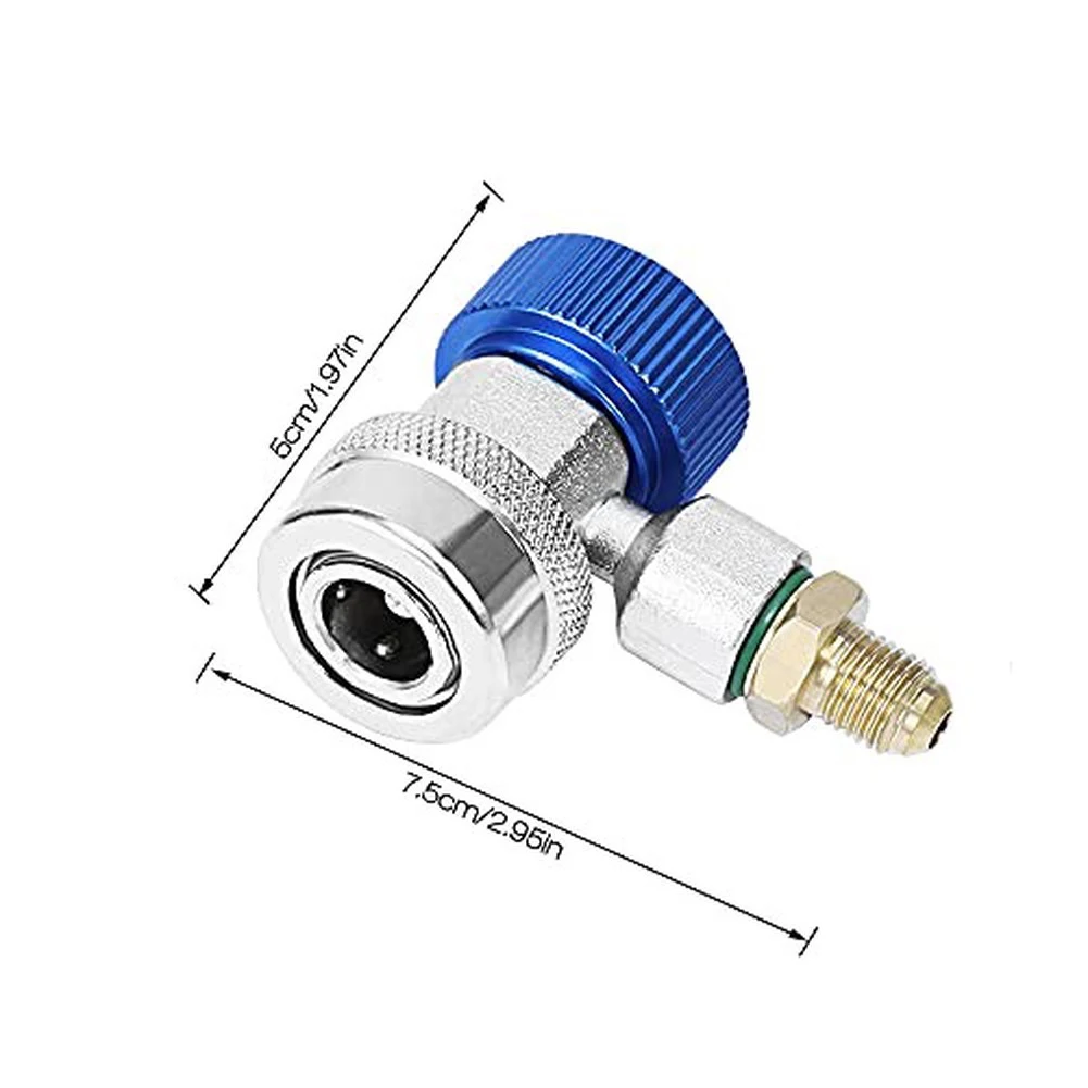 Red Blue Brass 1/4 R134a Quick Coupler High Low Pressure Adapter For Auto Air Conditioning Tool