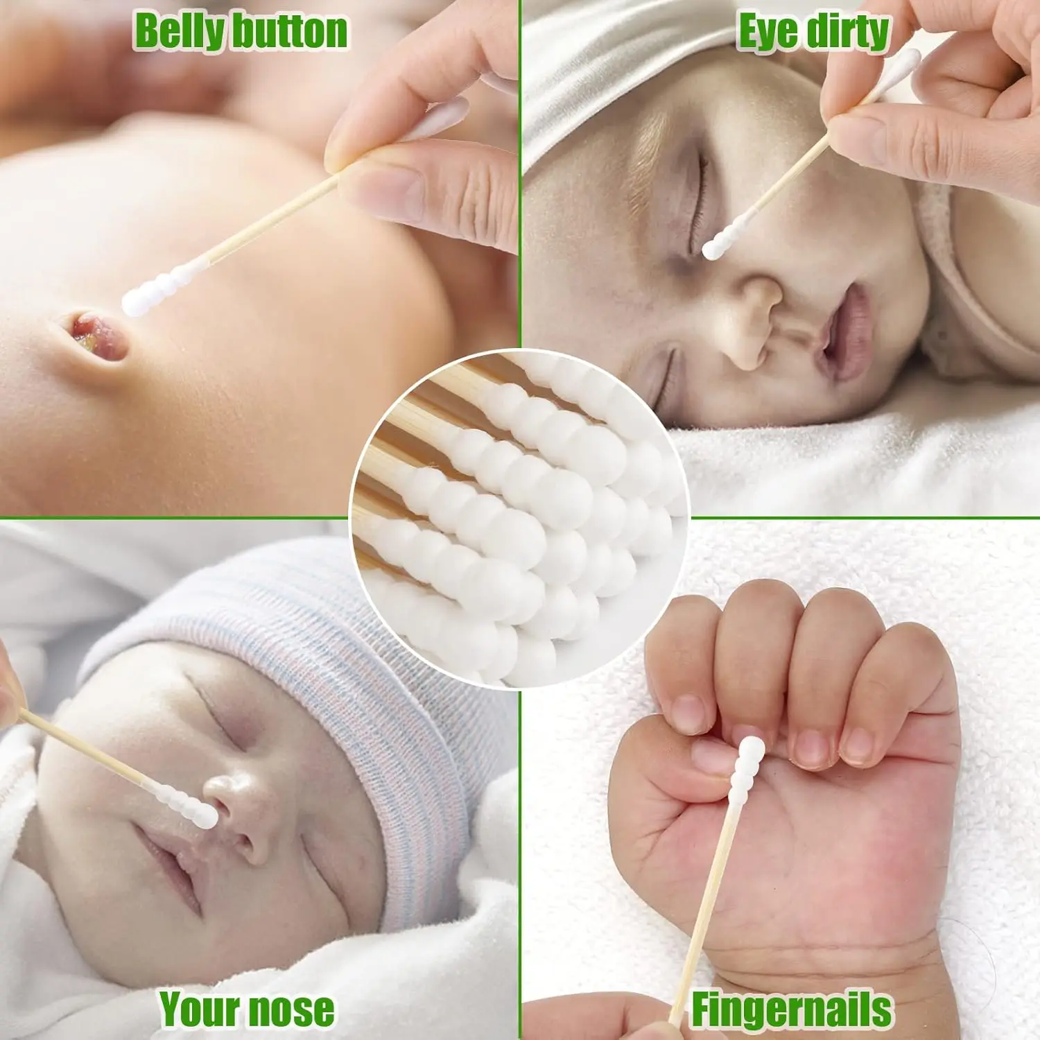 500 Count - Spiral&Round Double Tips Cotton Swabs, Organic Cotton Buds for Makeup Remover Ears Cotton Swabs Cosmetic Tool