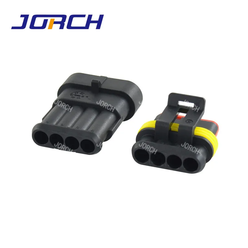 10 sets 4Pin Way female male AMP Tyco Super seal Waterproof Electrical Wire Connector Plug 282106-1 282088-1