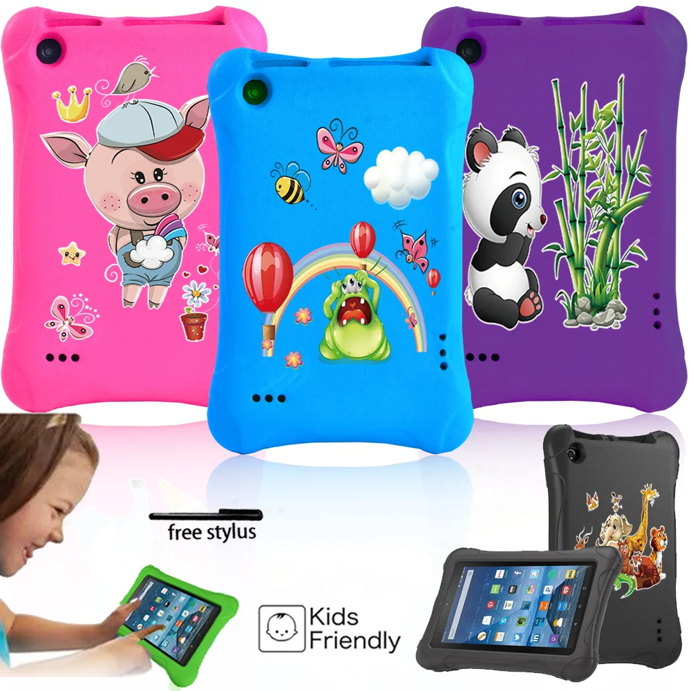 ForFire 5th 2015/Fire 7th 2017/Fire 9th 2019 Tablet Case Kids Cover Shock Proof EVA Soft Shell Cartoon Funda + Free Stylus 20 30 40 50 marble foil fire oil proof contact paper for kitchen decor self adhesive removable waterproof wallpaper for bathroom