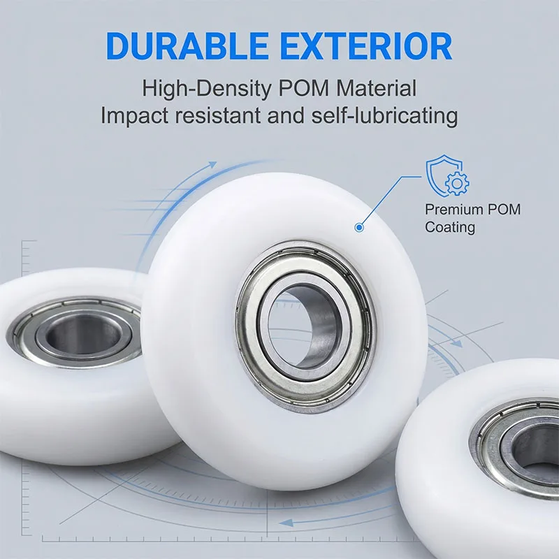 4pc 60mm Crowned POM Bearing Roller Wheel 10x60x12 BSR620060-12 6200RS Seat Track Roller for Rowing Machine Plastic Ball Bearing