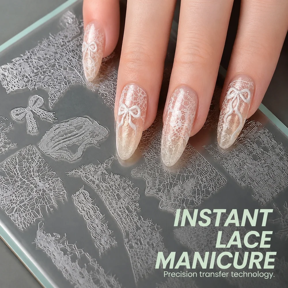 1Pc Torn Lace Feather Nail Art Stamp Plate Reusable Stainless Steel Fishnet Mesh DIY Acrylic Press On False Nail Supplies