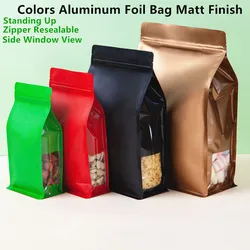 50pcs Colored Stand Up Aluminum Foil Zip Lock Bags with Side Window View, Flat Bottom Zipper Pouch in Black / Red / Green / Gold