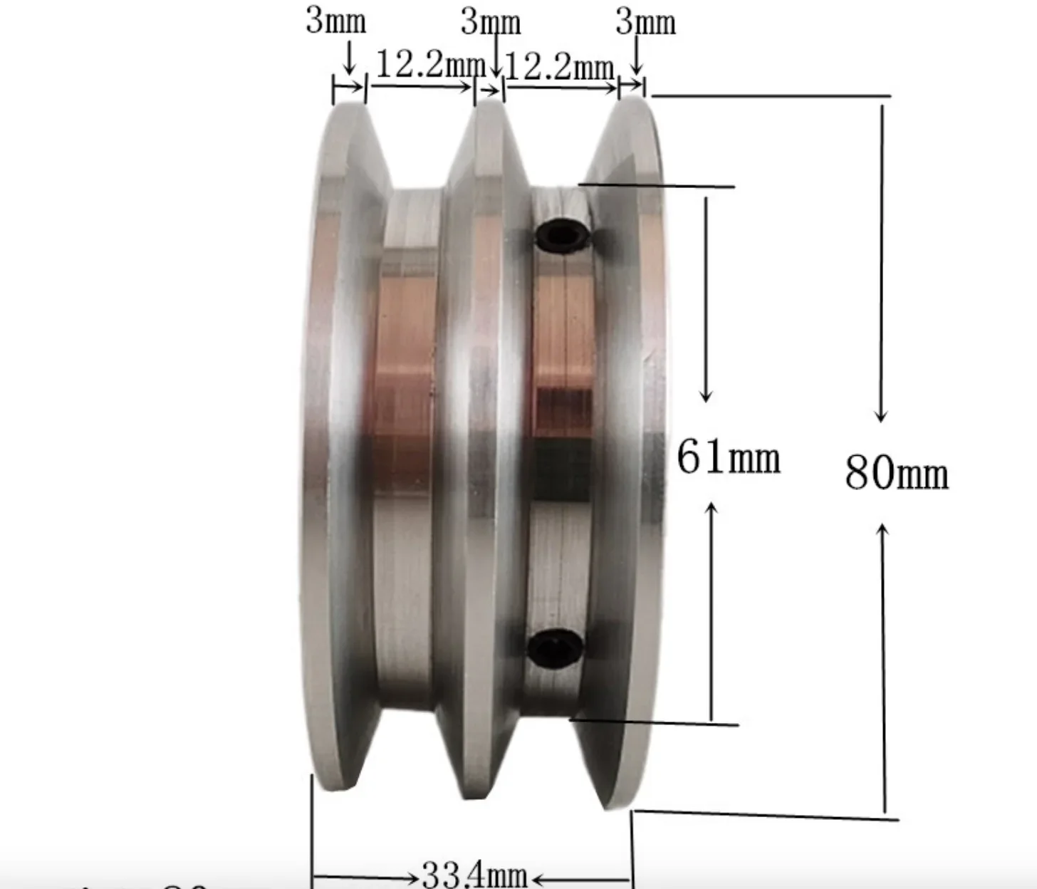 OD:80mm Aluminium Alloy Type A Double Groove V-belt Pulley Motor Drive