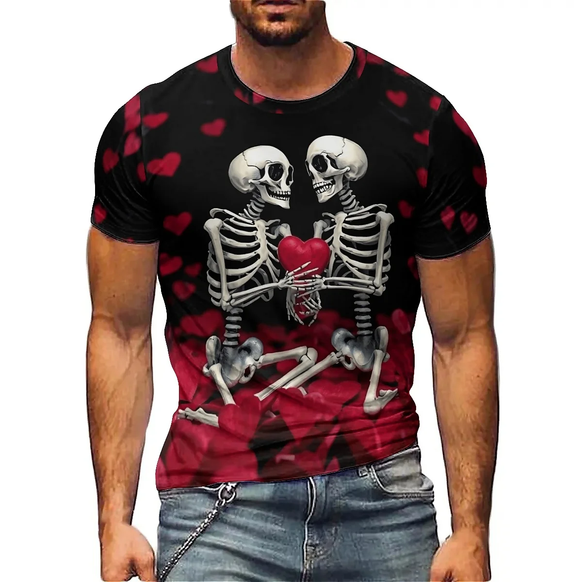 

Men's 3D Printed Short Sleeve T-Shirt - Adult Fashion Pattern, Summer Loungewear, Crew Neck