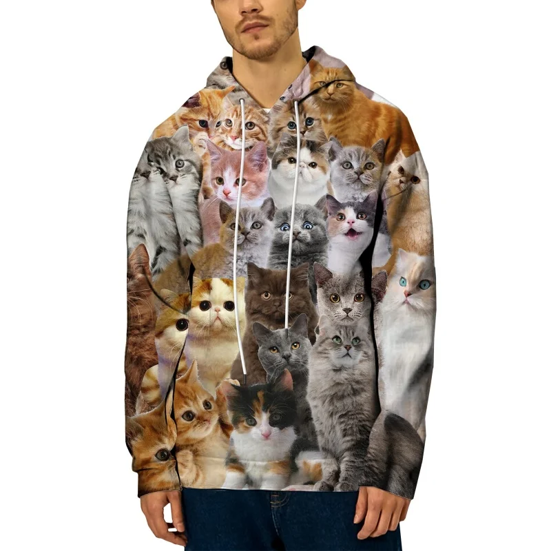 ثلاثية الأبعاد مطبوعة غالاكسي القط هوديي للرجال لهب الأسد نمط البلوز الخريف بلايز عادية المتضخم البلوفرات طويلة الأكمام هوديس