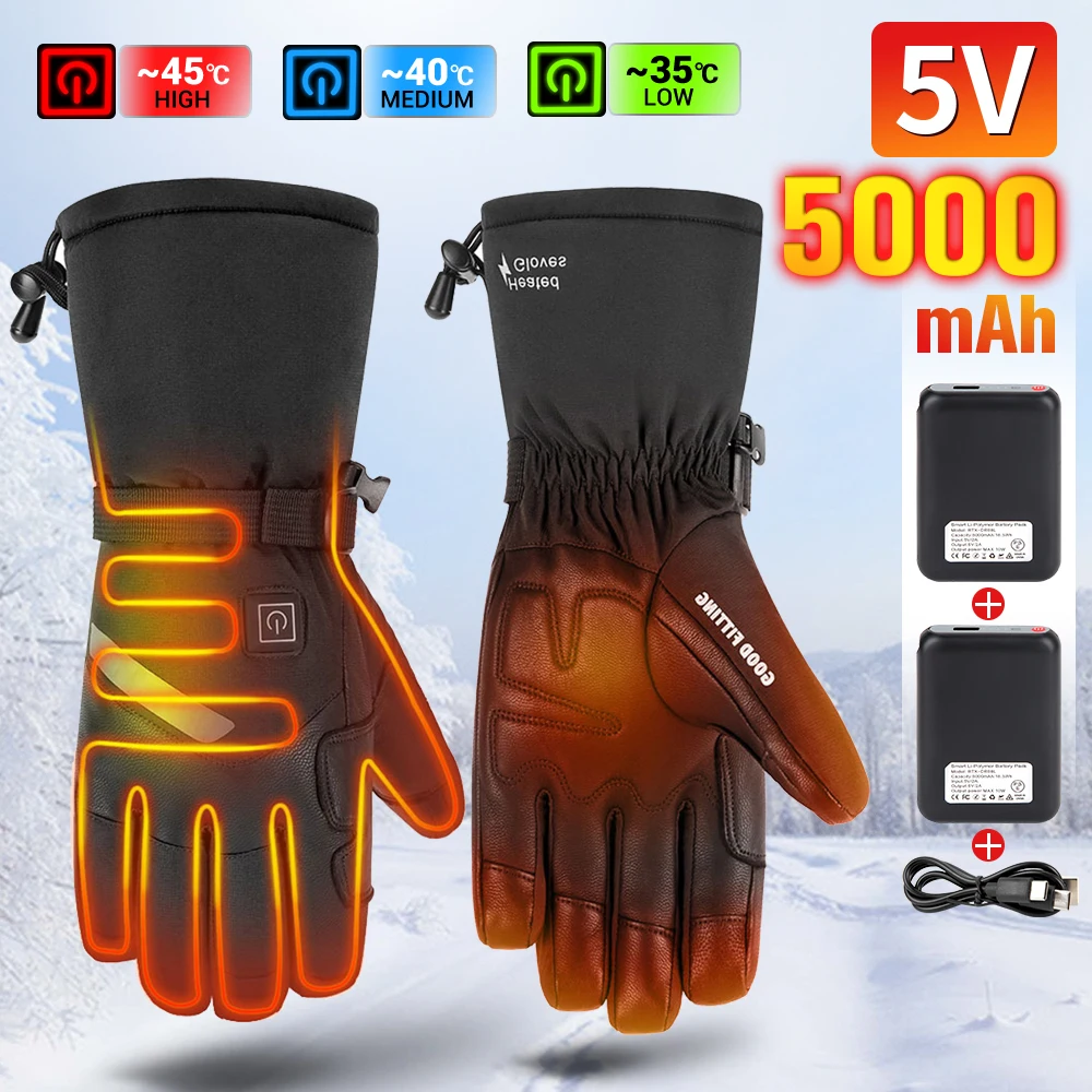 

Ski Heating Gloves Touch Screen Rechargeable Heating Thermal Gloves Adjustable Temperature Waterproof Motorcycle Heating Gloves