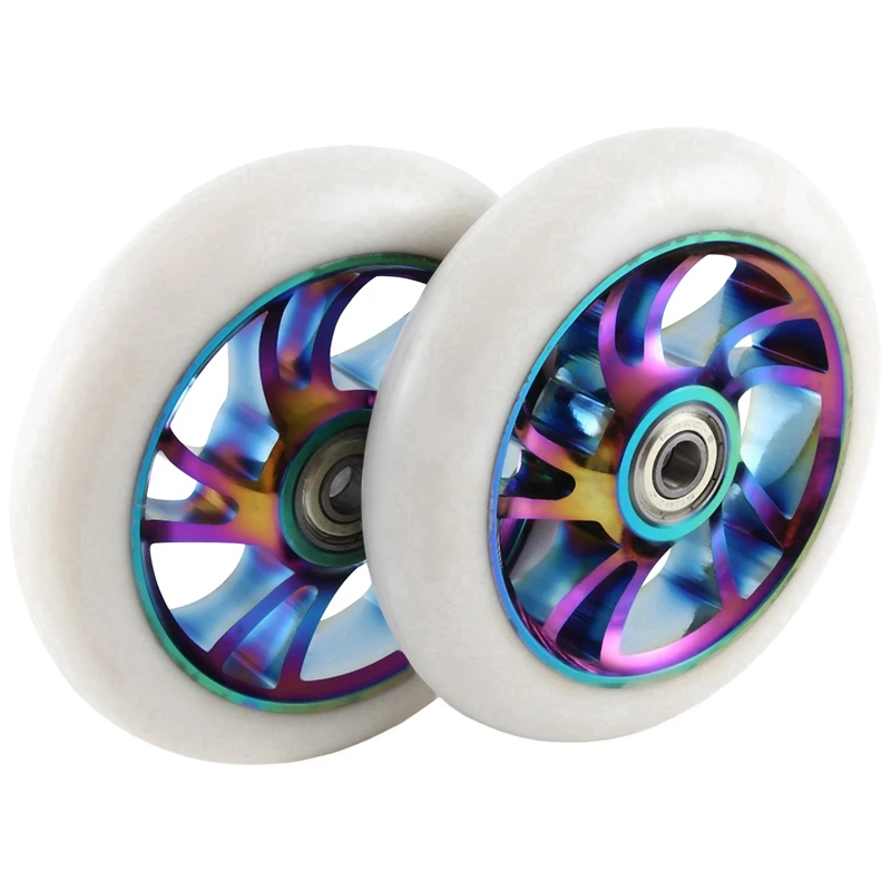 2Pcs 110Mm Scooter Wheels Replacement Accessories Aluminum Wear-Resistant PU Stunt Scooter Parts Kick Scooter Accessories