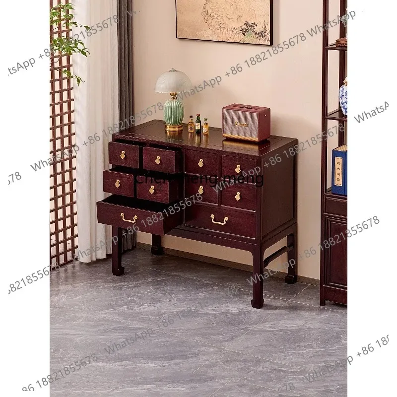 

K153 10 Chest of Drawers Chinese Multi Drawer Storage African Small Leaf Rosewood Chinese Medicine Entrance Cabinet Solid Wood