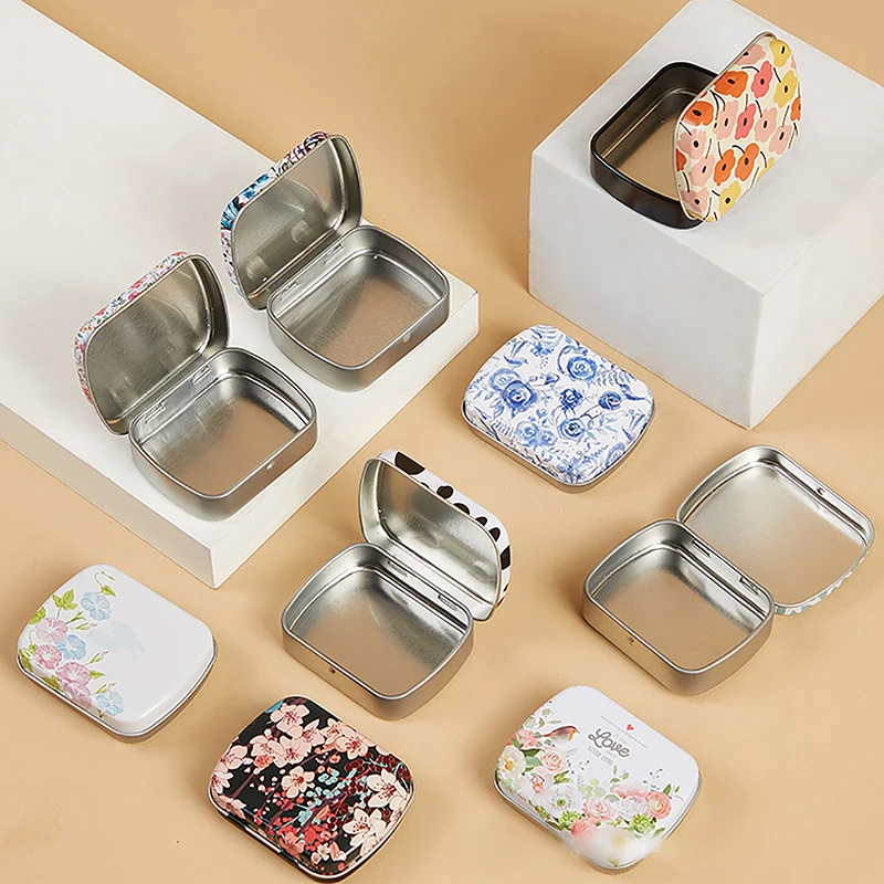 1Pc Mini Tin Box With Lid Portable Colorful Sealed Jar Rectangular Tinplate Cases Candy Pill Jewelry Storage Box Container Cans image 3