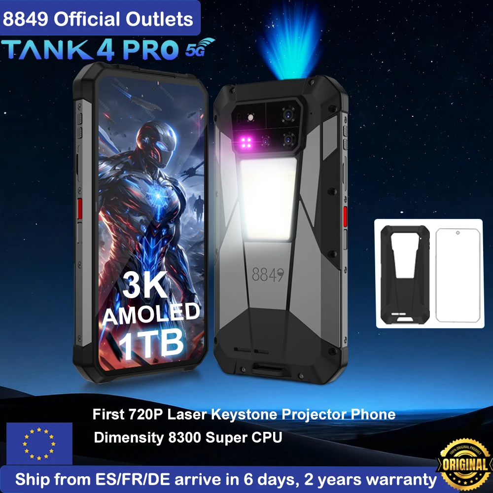 8849 Tank 4 Pro Unihertz 5G AI Projector Rugged Smartphone 1TB+36G Dimensity 8300 AMOLED 3K Android 14 6.78''120HZ 11600mAh
