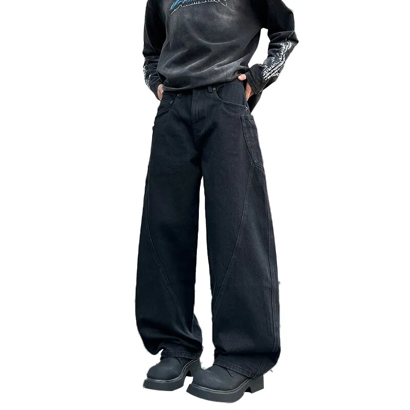 

Men's Fashion Jeans Spring Autumn American Scythe Pants Streetwear Style Casual Trousers for Men Trendy Loose Fit Denim Bottoms