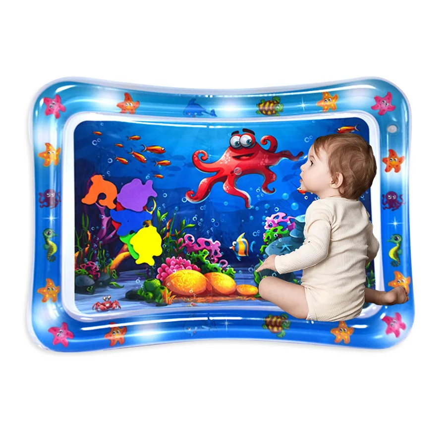 

1pc Square Red Octopus PVC Baby Playing Water Mat Toddler Pad Kids Early Education Tummy Time Activity Toys Mat