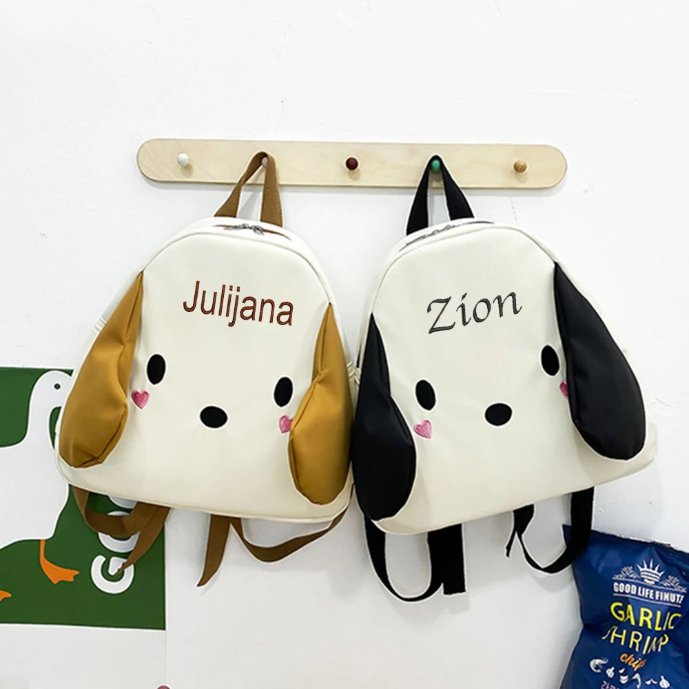 Zaino per cani da cartone animato per bambini della scuola materna Nome ricamato personalizzato Zaino da scuola leggero e carino per bambini di 1-3 anni