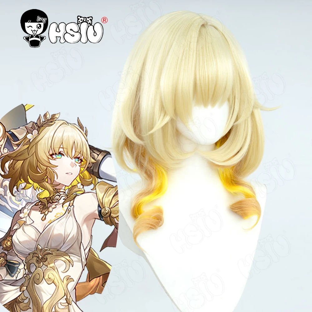 Aglaea Cosplay Wig Fiber synthetic wig「HSIU 」brown yellow short Wig+Wig cap Game Honkai Star Rail Aglaea Cosplay Wig