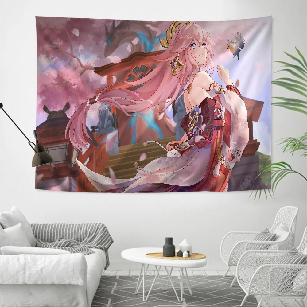 Genshin Impact Yae Miko Chart Tapestry Home Decoration hippie bohemian decoration divination Wall Hanging Home Decor