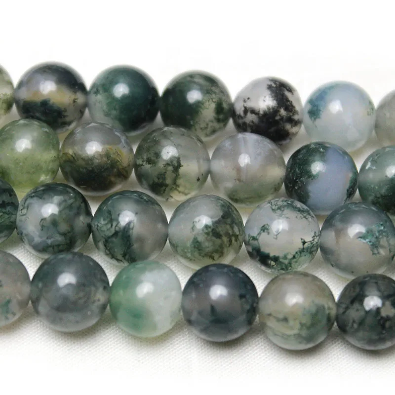 Natural Stone 5A Moss Grass Agates Bead Round Loose Spacer Beads For Jewelry Making DIY Bracelet Necklace Accessories 15
