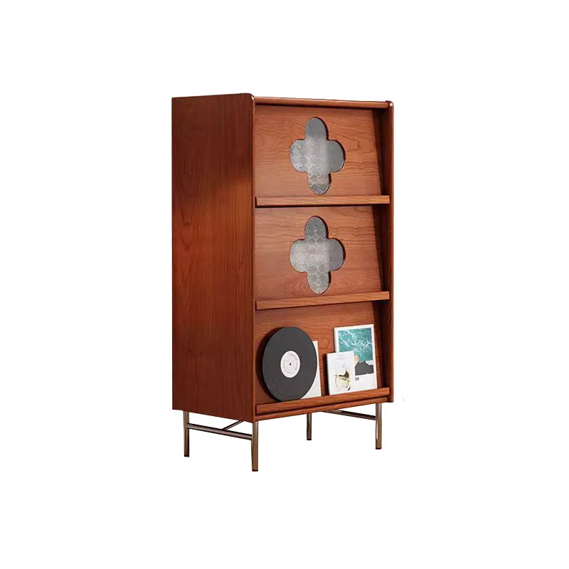 

medieval solid wood four-leaf clover side cabinet, storage next to TV cabinet, retro small apartment living room wall