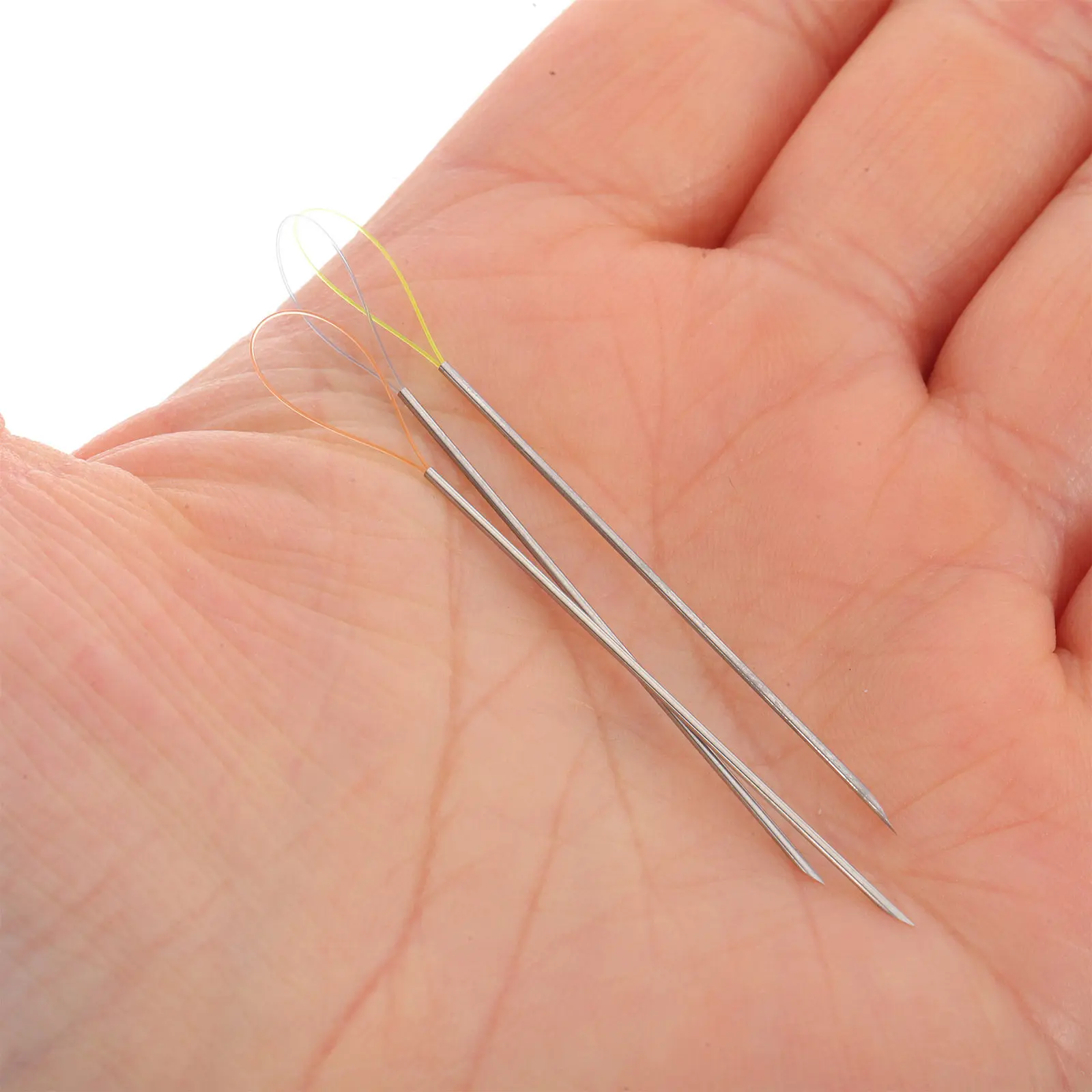 3pcs Weaving Tool Needle Stainless Steel Needle Threaders Fake Hair Making Repair Kit For Lace Making Repairing Weaving