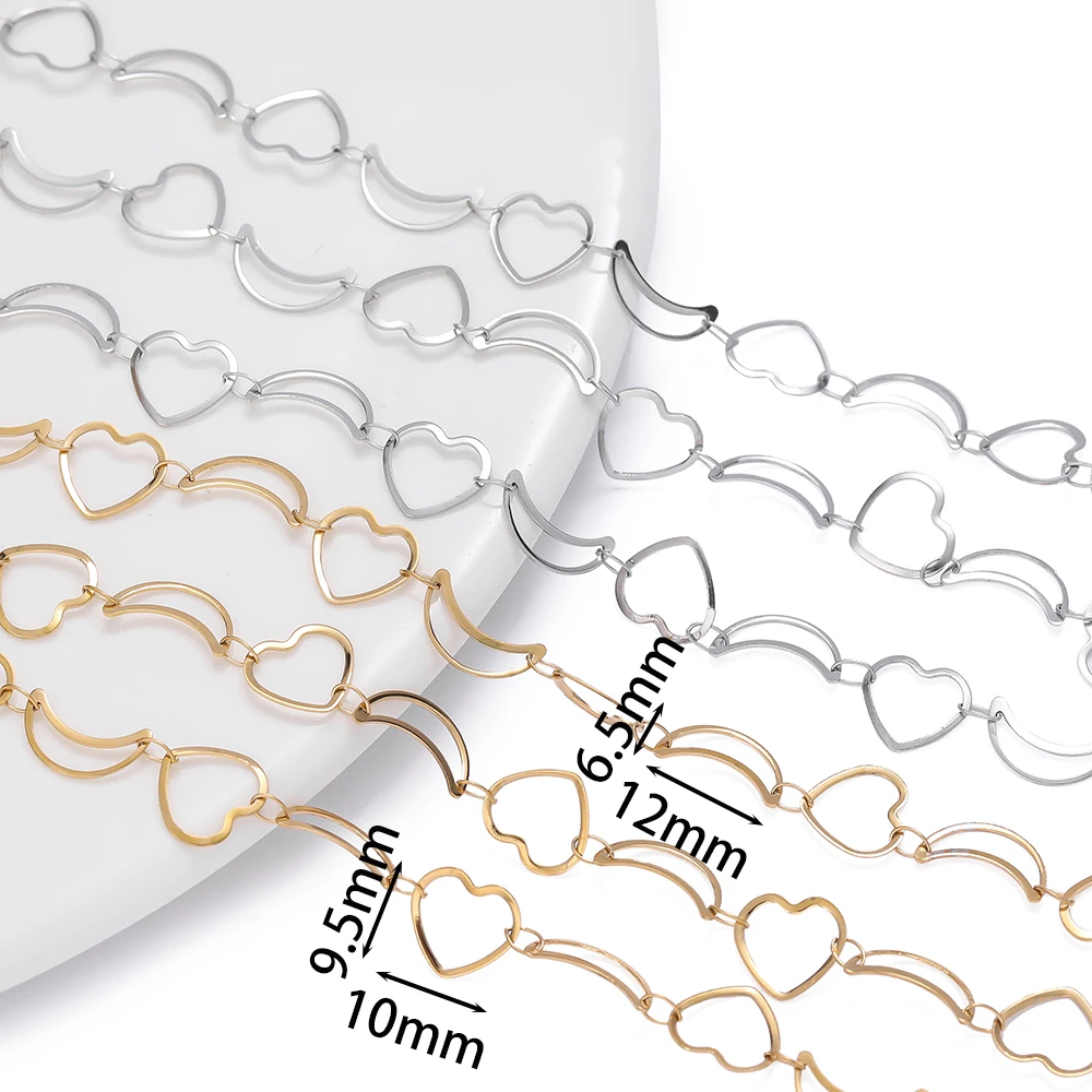 

1Meter/Lot Stainless Steel Moon Heart Chain Beaded Gold/Steel Color Bead Chain for Jewelry Making DIY Bracelet Necklace Finding