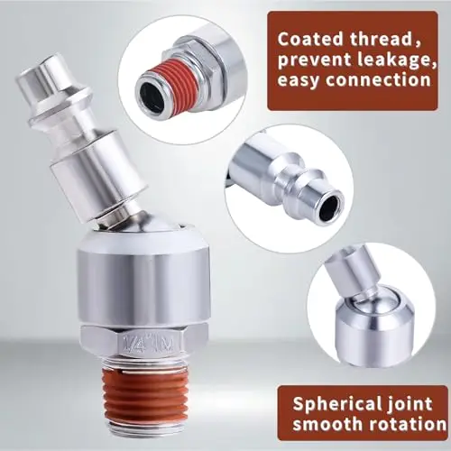 1pc 1/4'' NPT Pneumatic Rotary Joint Aluminum Alloy 360° Rotation Pneumatic Quick-Connect Swivel Air Hose Replacement Fittings