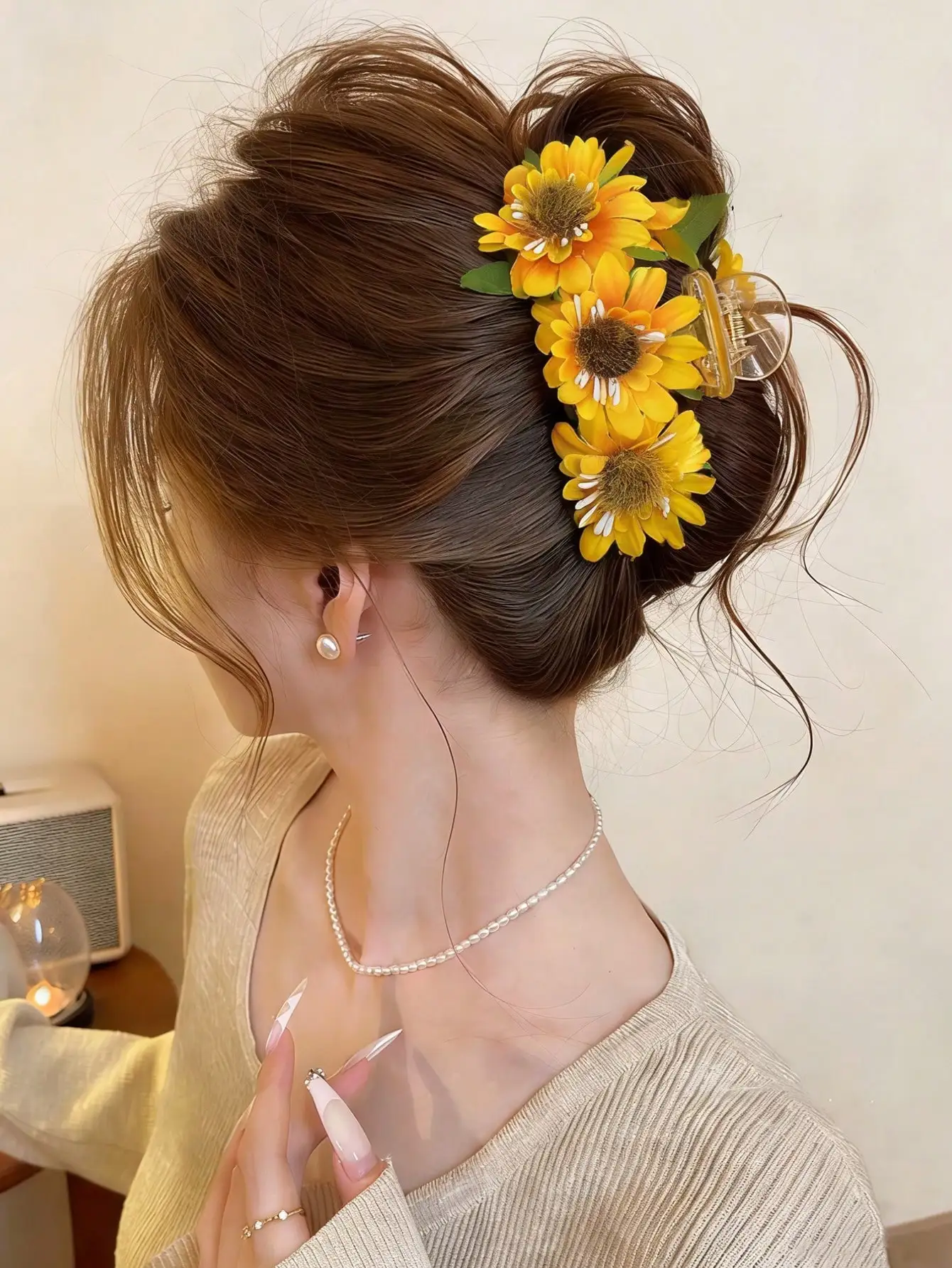 

1pc Fashionable Bohemian Sunflower Faux Flower Hair Clip, Suitable For Beach Vacation Decoration, Gift For Friends Summer Hair Accessories Beach Claw Clips Vacay Hair Claw Vacay Hair Clips