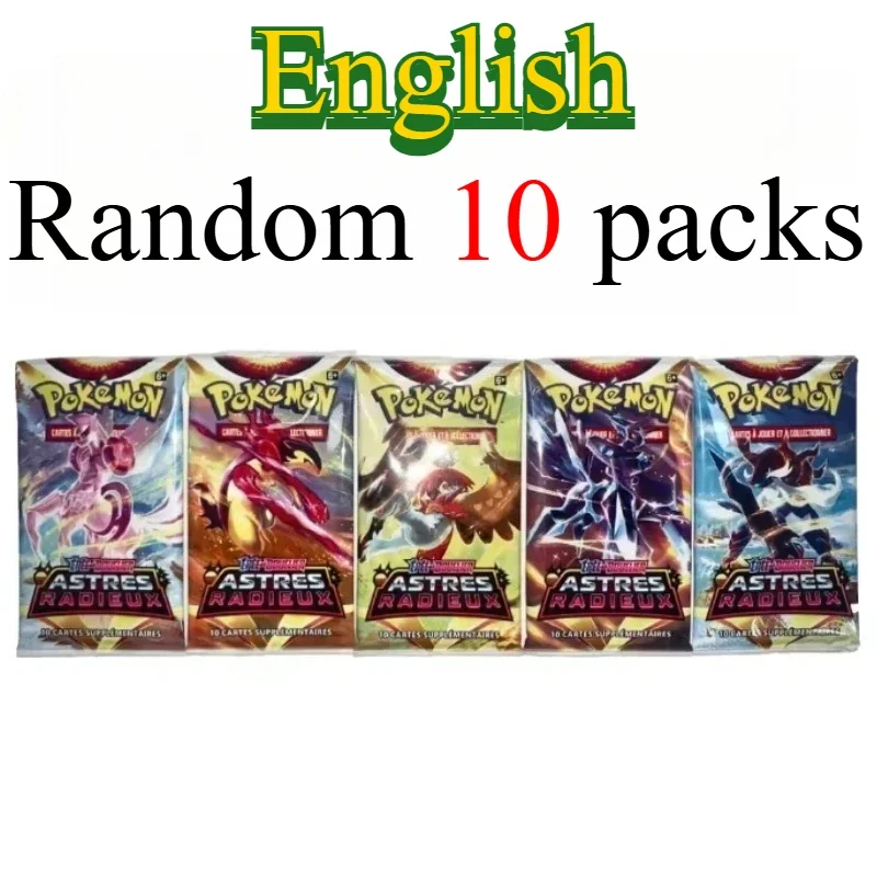 10 Pokémon-kaartpakketten, heldere sterren, 151 prismatische evoluties, PALDEAN FATES, Engelse versterking, gevechtstransactiekaartcadeau
