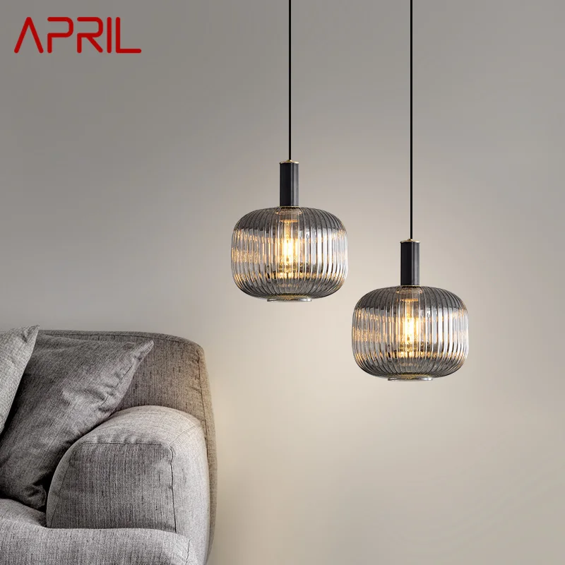 

APRIL Contemporary Brass Pendant Light LED Nordic Simply Creative Glass Crystal Chandelier Lamp For Home Bedroom Bar