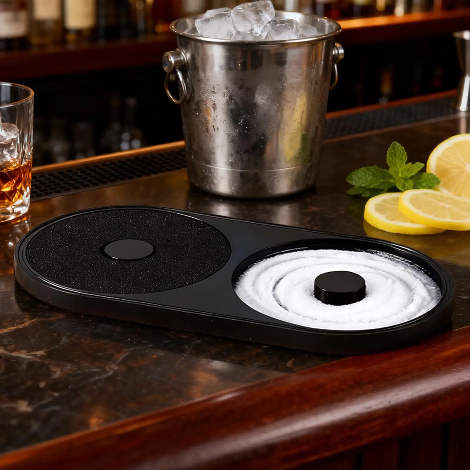 Margarita Salt Rimmer Dish Wide Glass Compatible Container Bartender Accessories for Cocktails Home Bar Restaurant