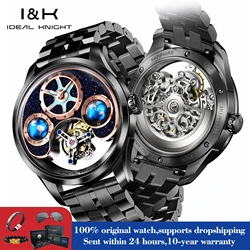 IDEAL KNIGHT 6808 Luxury Original Tourbillon Man Watch 50M Waterproof Mechanical Watch For Men Hollow Business Dress Hand Clock