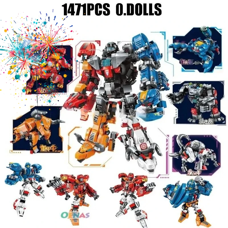 1471pcs 5in1 Deformation Transformation Robot Mech Building Blocks Toy