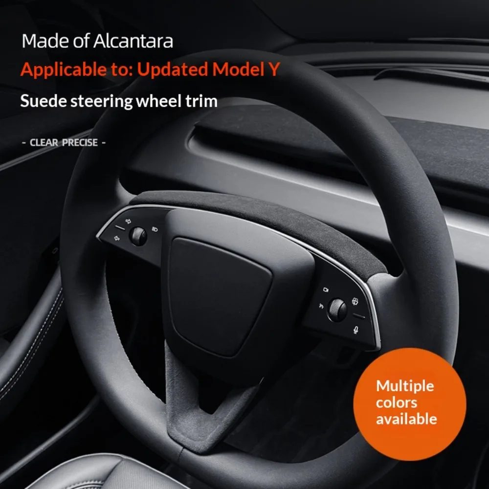 For Tesla Model Y Juniper Steering Wheel Decorative Trim Ultra Thin Alcantara Colorful Wear Resistant Scratch Proof Easy Install