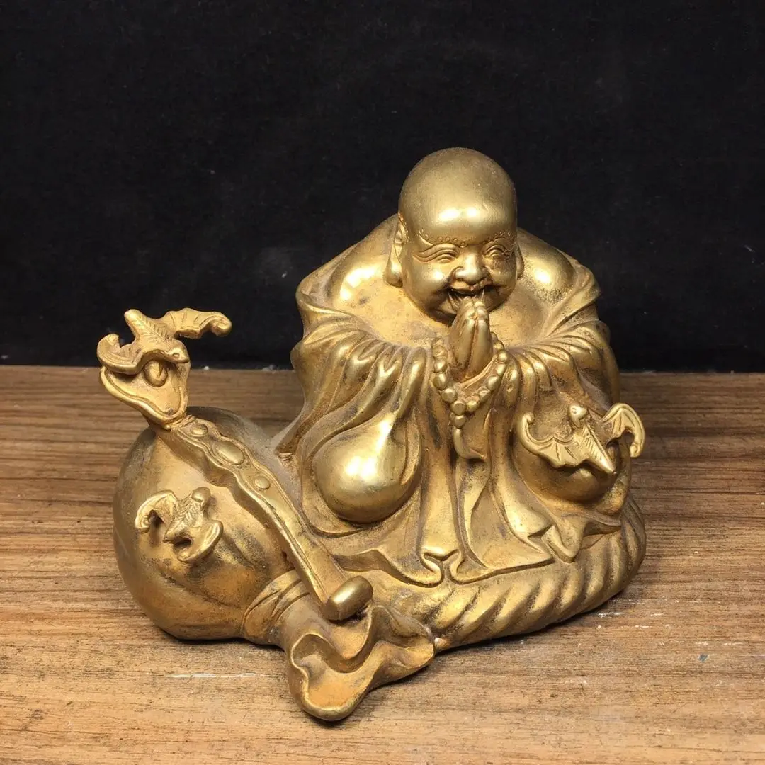 Money bag with auspicious maitreya buddha Ornament Decoration Tea Pet Figurines Desk Decor Accessories