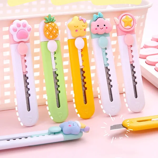 3/5Pcs Cute Cartoon Cat Claw Clouds Portable Paper Mini Cutter Utility Knives Stationery for School Office Home