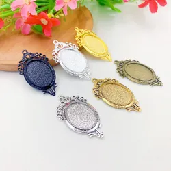 Onebeading Fit 18x25mm Oval Cabochons Pattern Glass Pendant Charm Base Blank Tray DIY Making Accessories 27x41mm 5pcs K06344