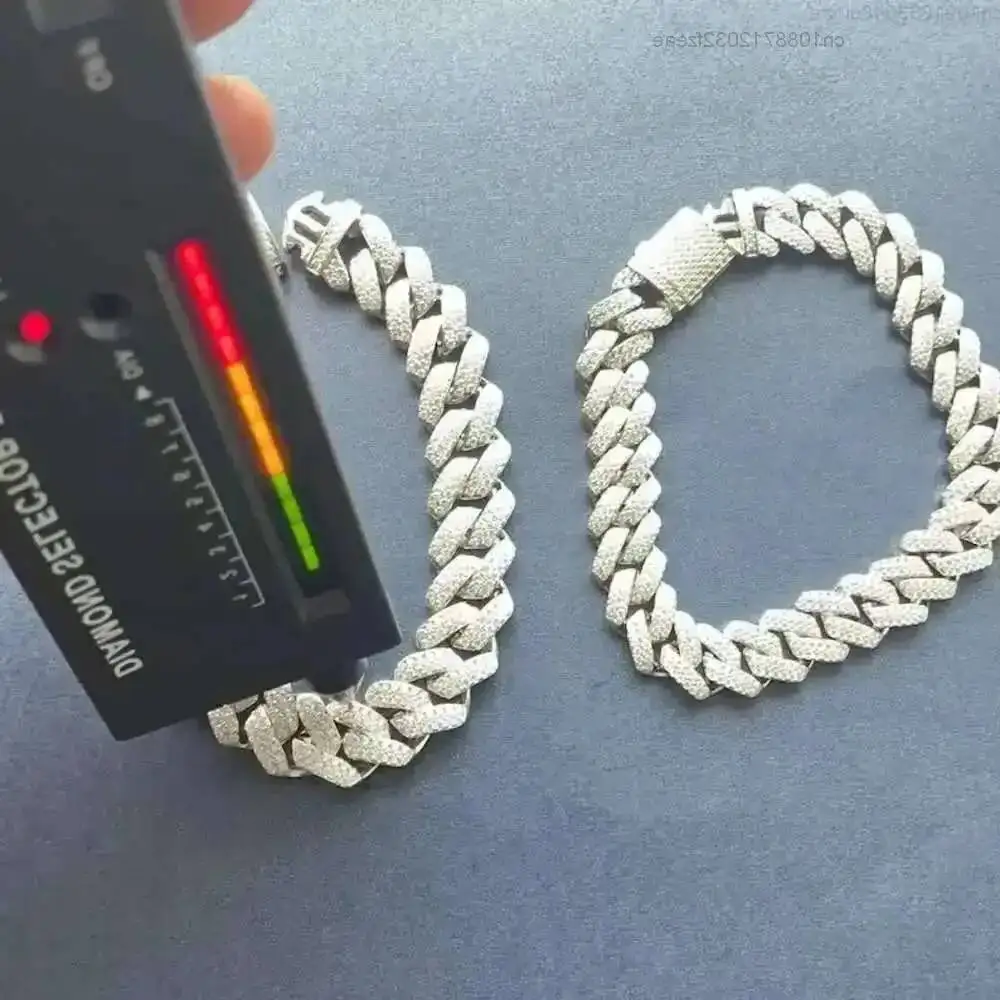 

Ювелирные изделия Master Rocks, стерлинговое серебро 925 пробы, 8 мм, 12 мм, 15 мм, 20 мм, хип-хоп, Vvs, муассанит, кубинский браслет-звено