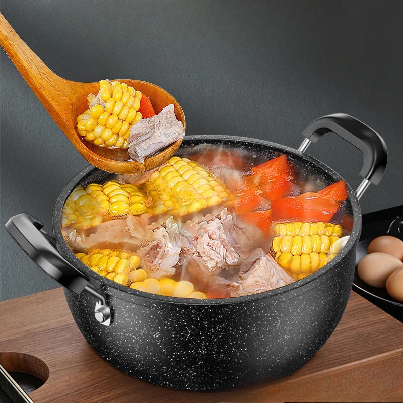 Universal Maifan Stone Soup Pot Non-stick with Lid Kitchen Cooking Household Two Ears Cookware Gas Induction Cooker