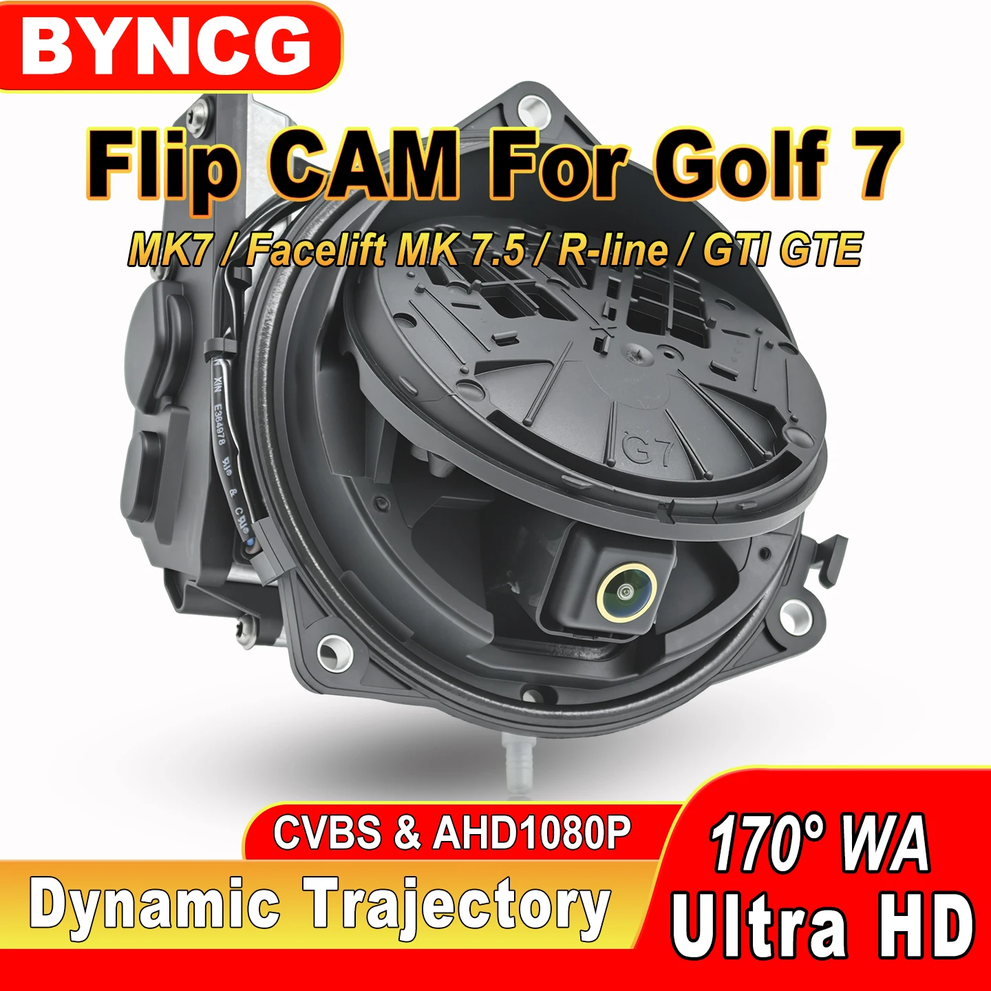 170° AHD 1080P Flip Emblem Rear View Reverse Backup Camera Dynamic Trajectory For MK7 Golf7 / 7.5 GTI GTE R R‑Line 2013-2021