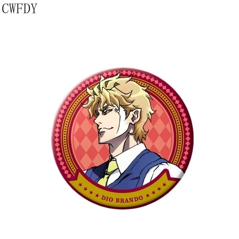 58mm Anime JoJos Bizarre Adventure Brooches Cartoon Figure Kujo Jonathan Joestar Joseph Round Badge Enamel Pins Accessories Gift