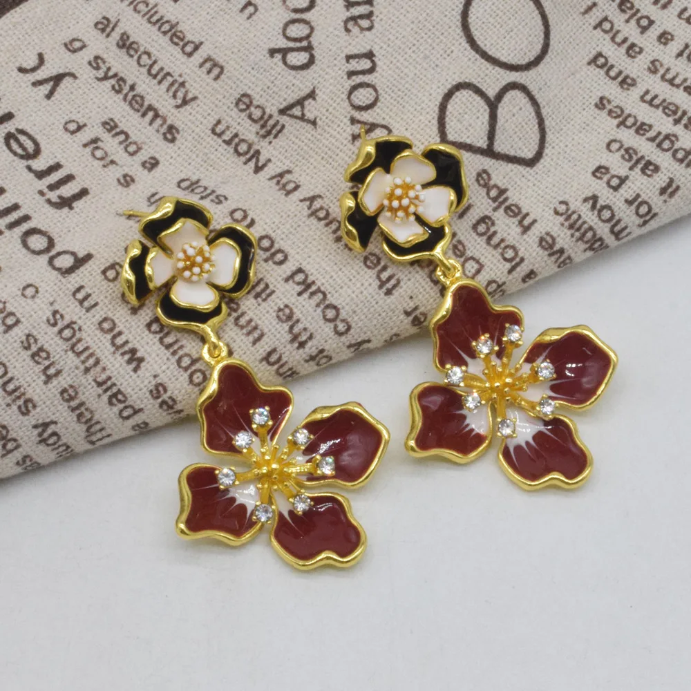 Popular Big flower earrings for woman Pendientes mujer серьги женские boucle d’oreille femmes