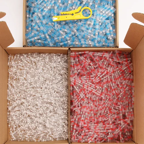 Conectores termorretráctiles terminales de tubo de manga conector de Cable de empalme a tope eléctrico empalme Cable eléctrico aislado de soldadura