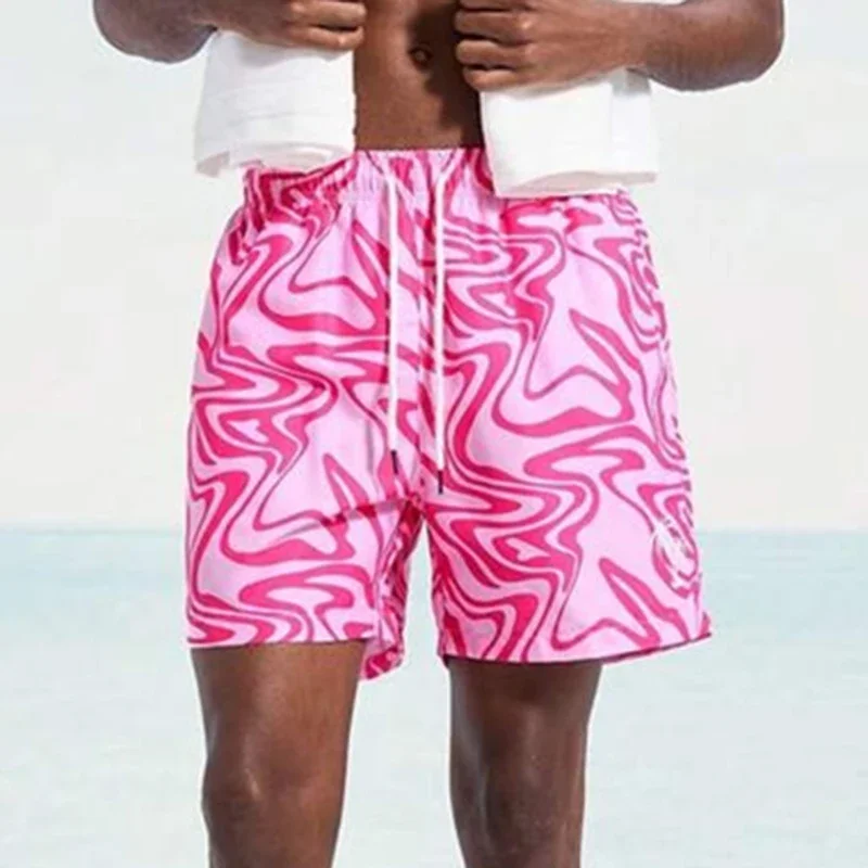 Ripple Art 3D Print Men Board Shorts Hip Hop Streetwear Hawaiian Style Drawstring Beach Short Summer Gym Sport Fashion Trunks