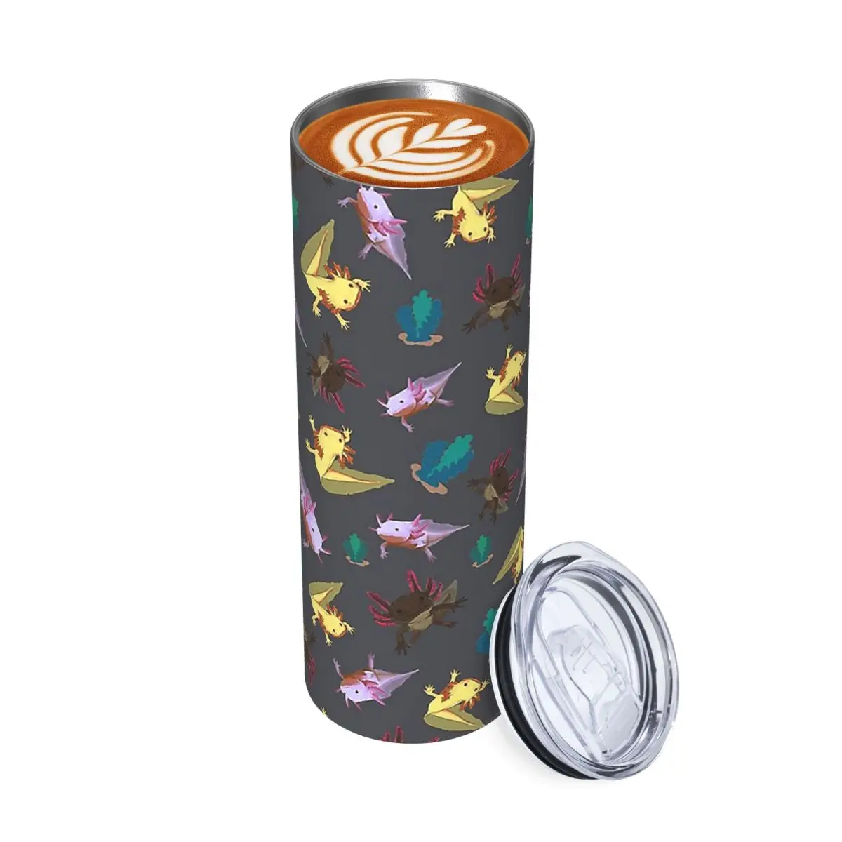 

Стакан из нержавеющей стали с рисунком аксолотлей, кружка с вакуумной изоляцией, термохолодные чашки, соломинки с крышкой, 20 унций