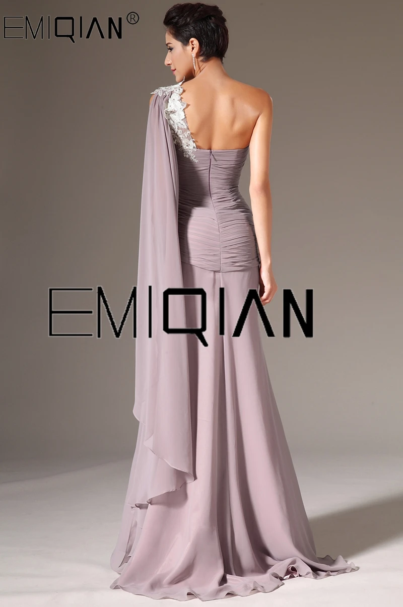 New Arrival One Shoulder Appliqued Chiffon Evening Dresses